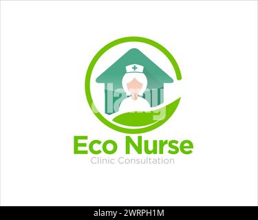 ECO Krankenschwester Klinik Logo Designs für Medizin und Gesundheitswesen Stock Vektor