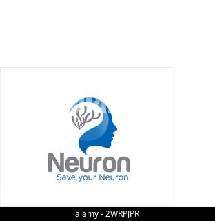 Neuron Health Care Logo Designs mit Kopffigur Stock Vektor