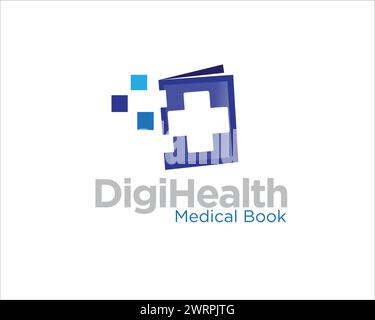 Digitales Buch Gesundheit Logo für medizinischen Online-Service Stock Vektor