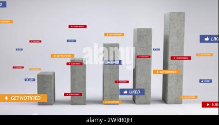 Bild der Datenverarbeitung in sozialen Medien im Vergleich zu Statistiken Stockfoto