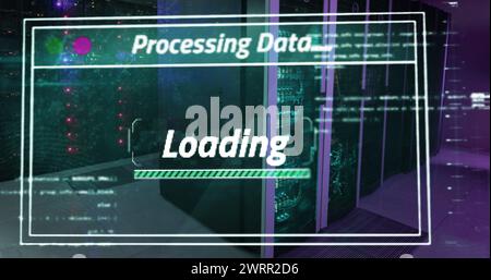 Bild der Datenverarbeitung über dem Serverraum Stockfoto