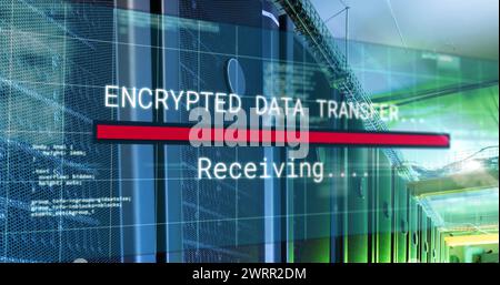 Bild der Datenverarbeitung über dem Serverraum Stockfoto