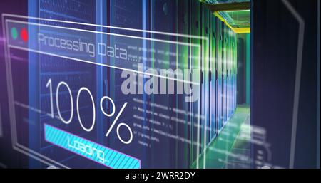 Bild der Datenverarbeitung über dem Serverraum Stockfoto