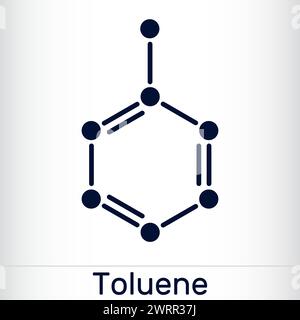 Toluol, Toluol C7H8 Molekül. Methylbenzol, aromatischer Kohlenwasserstoff. Die chemische Formel des Skeletts. Vektorabbildung Stock Vektor