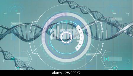 Bild des Scope-Scans über dna-Strängen Stockfoto