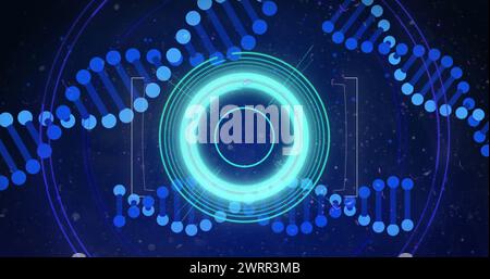 Bild des Scope-Scans über dna-Strängen Stockfoto