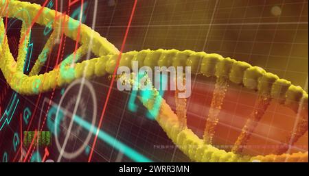 Bild des Scope-Scans über dna-Strang Stockfoto