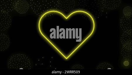 Bild des Herzens über Formen auf schwarzem Hintergrund Stockfoto