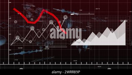 Bild der Datenverarbeitung über Diagrammen Stockfoto