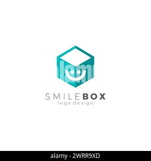 Smile Box Logo Design. Vektor des Kästensymbols Stock Vektor