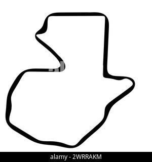 Vereinfachte Karte des Landes Guatemala. Schwarze Tinte glatte Kontur auf weißem Hintergrund. Einfaches Vektorsymbol Stock Vektor
