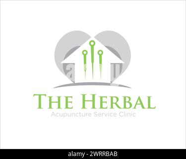 Akupunktur-Logo-Designs für pflanzliches und traditionelles Logo Stock Vektor