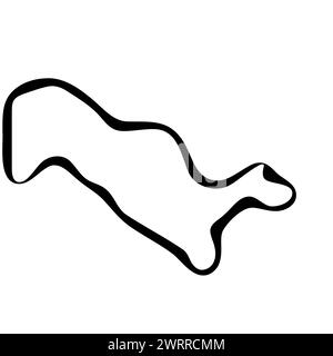 Vereinfachte Landkarte Usbekistan. Schwarze Tinte glatte Kontur auf weißem Hintergrund. Einfaches Vektorsymbol Stock Vektor