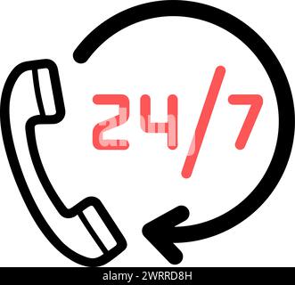 Symbol einer 24 Stunden am Tag als Symbol für Support und Service Stock Vektor