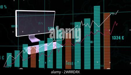 Bild der Datenverarbeitung über Computer Stockfoto