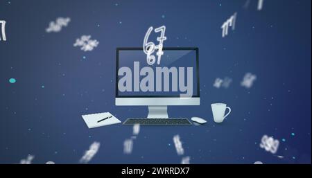 Bild der Datenverarbeitung über Computer Stockfoto