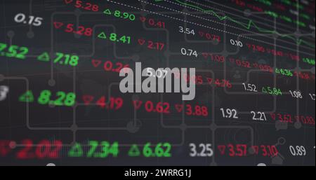 Bild der Verarbeitung von Finanzdaten über ein Netzwerk von Verbindungen Stockfoto