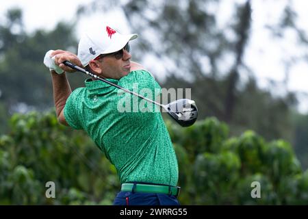 Macau. März 2024. Sergio Garcia aus Spanien tritt während des 1. Runde-Spiels beim International Series Macao of Golf Turnier im südchinesischen Macao am 14. März 2024 an. Quelle: Cheong Kam Ka/Xinhua/Alamy Live News Stockfoto