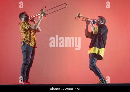 MADRID, ESPAÑA – 27. OKTOBER. La Pegatina en concierto de 20 aniversario en el Wizink Center de Madrid el 27 de Octubre de 2023 Stockfoto