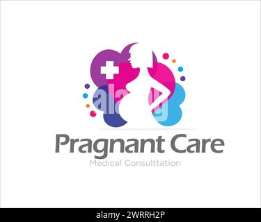 Love schwanger Care Logo Designs für medizinische Klinik Service Stock Vektor