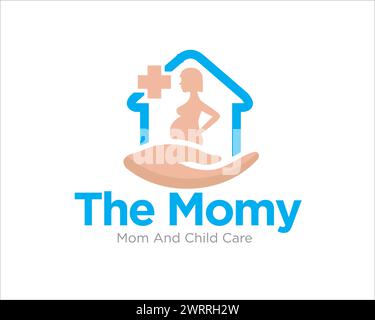 Schwangere Klinik Logo Designs für medizinische und Gesundheit Mutter Schutz Stock Vektor