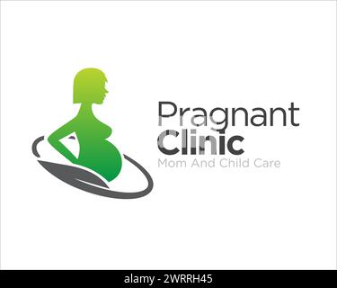 Schwangere Klinikpflege Logo Designs für medizinische und Gesundheit Mutter Schutz Stock Vektor