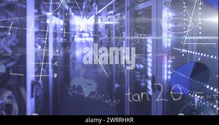 Bild der Datenverarbeitung über dem Serverraum Stockfoto
