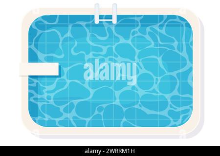 Blick auf den Swimmingpool, isoliert auf weißem Hintergrund. Wasserstruktur, detailliert und hell. Outdoor, Landschaft. Vektorabbildung Stock Vektor