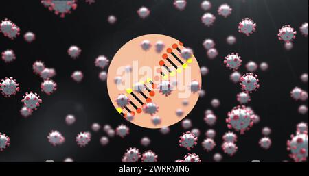 Digitales Bild mehrerer Zellen, die auf Symbolen im Raster schwebend sind Stockfoto