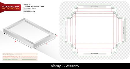 Vektor-Illustration Box Verpackungsschablone Design für Ihr Produkt in Form des Quadrats mit einem Bilderrahmen anwendbar für Bäckerei, Produkte Stock Vektor