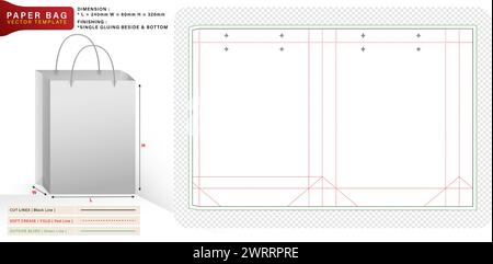 Vektor-Illustration von ausgestanzten Papiertüten für Produktfächer einzigartige Designs, minimalistischer konzeptioneller Pakethalter, Pakettaschen, Briefpapier Stock Vektor