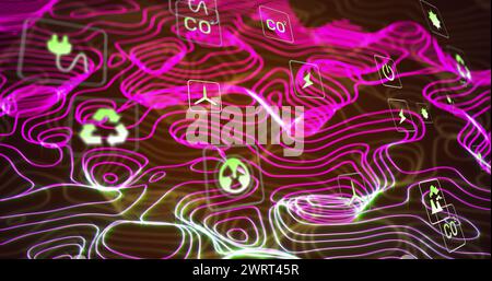 Abbildung von ECO-Symbolen, Datenverarbeitung und Netzwerk von Verbindungen Stockfoto