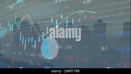 Bild von Finanzgraphen und Daten über das Stadtbild Stockfoto