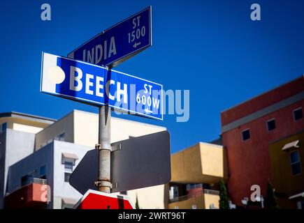 Little Italy in San Diego Straßenschilder Stockfoto