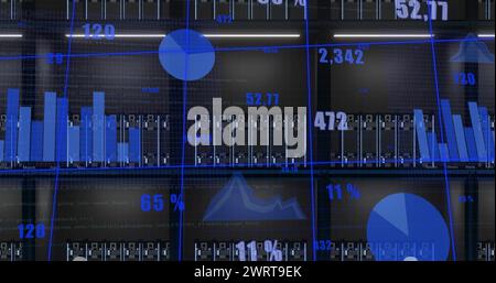 Bild der Datenverarbeitung über Computerserver Stockfoto