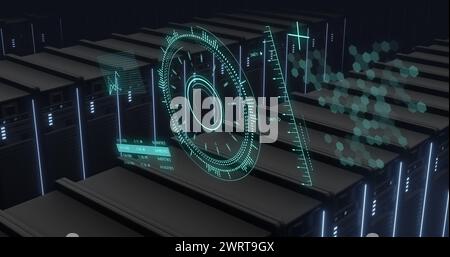 Bild der Datenverarbeitung über Computerserver Stockfoto