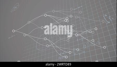 Abbildung von Verbindungen, Geometrie und mathematischen Formeln auf beigefarbenem Hintergrund Stockfoto