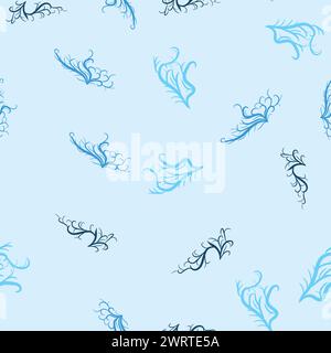 Blaues nahtloses Muster mit Seesternen, Korallen, Perlen und Muscheln. Vektorhintergrund mit Meeresmotiv Stock Vektor