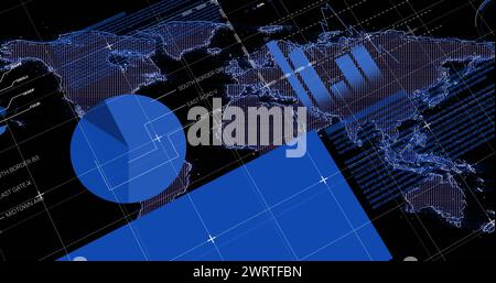 Bild der Verarbeitung von Finanzdaten über ein Netzwerk von Verbindungen Stockfoto