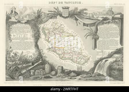 Département de VAUCLUSE. Dekorative antike Karte/Karte von Victor LEVASSEUR 1856 Stockfoto