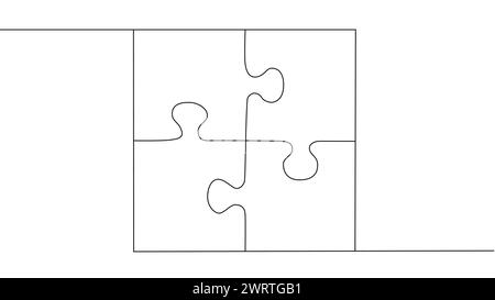 Eine Linie verbindet Puzzleteile in einer durchgehenden Linie. Puzzle-Element Stock Vektor