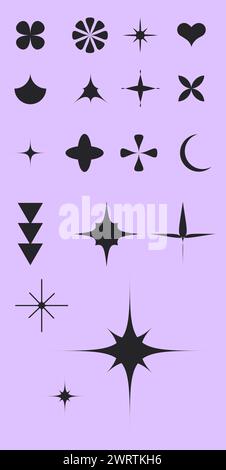 Vektorabbildung. Abstrakte, moderne geometrische Formen, schwarze Formen des Brutalismus. Gezeichneter minimalistischer Kunststil. Stock Vektor