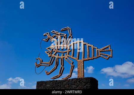 Skulptur Krabbe, Jameos del Agua Kunst- und Kulturstätte, entworfen vom Künstler Cesar Manrique, Lanzarote, Kanarische Inseln, Spanien Stockfoto