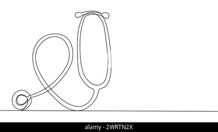 Einzeilen-Stethoskop, Gerät zur ärztlichen Untersuchung des Herzschlagzustandes des Patienten. Medizinischer Versorgungsdienst Stock Vektor