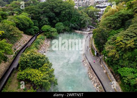 Landschaft des Thermaltals im Viertel beitou, taipei, taiwan Stockfoto