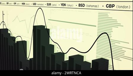 Bild der Verarbeitung von Finanzdaten auf weißem Hintergrund Stockfoto