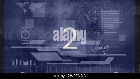 15 bis 0 Countdown vor grauem Hintergrund 4k Stockfoto