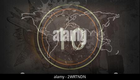 15 bis 0 Countdown vor grauem Hintergrund 4k Stockfoto