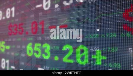 Bild der Verarbeitung von Finanzdaten auf schwarzem Hintergrund Stockfoto