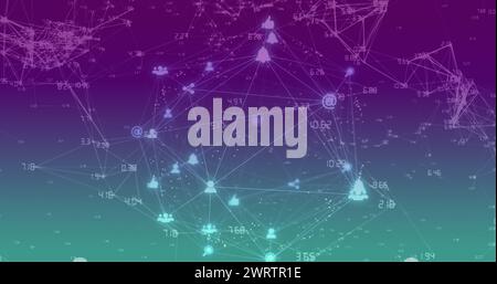 Abbildung des Netzwerks von Verbindungen über Symbole Stockfoto